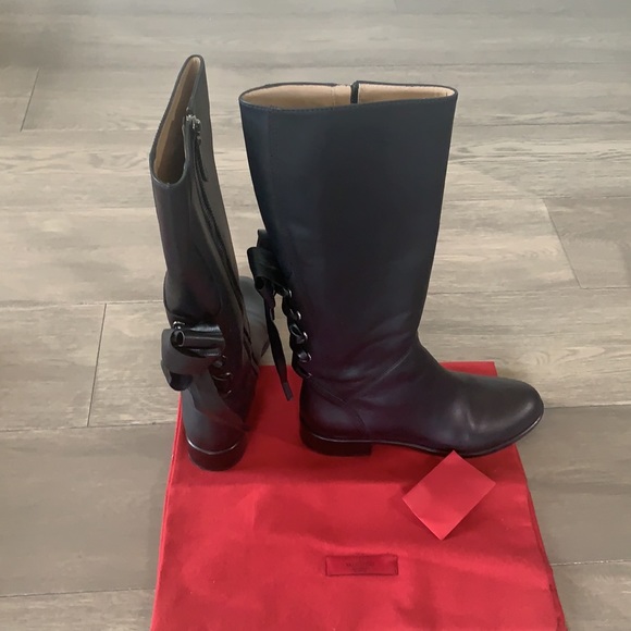 Valentino leather lace up boot flat 39.5 - Picture 2 of 16